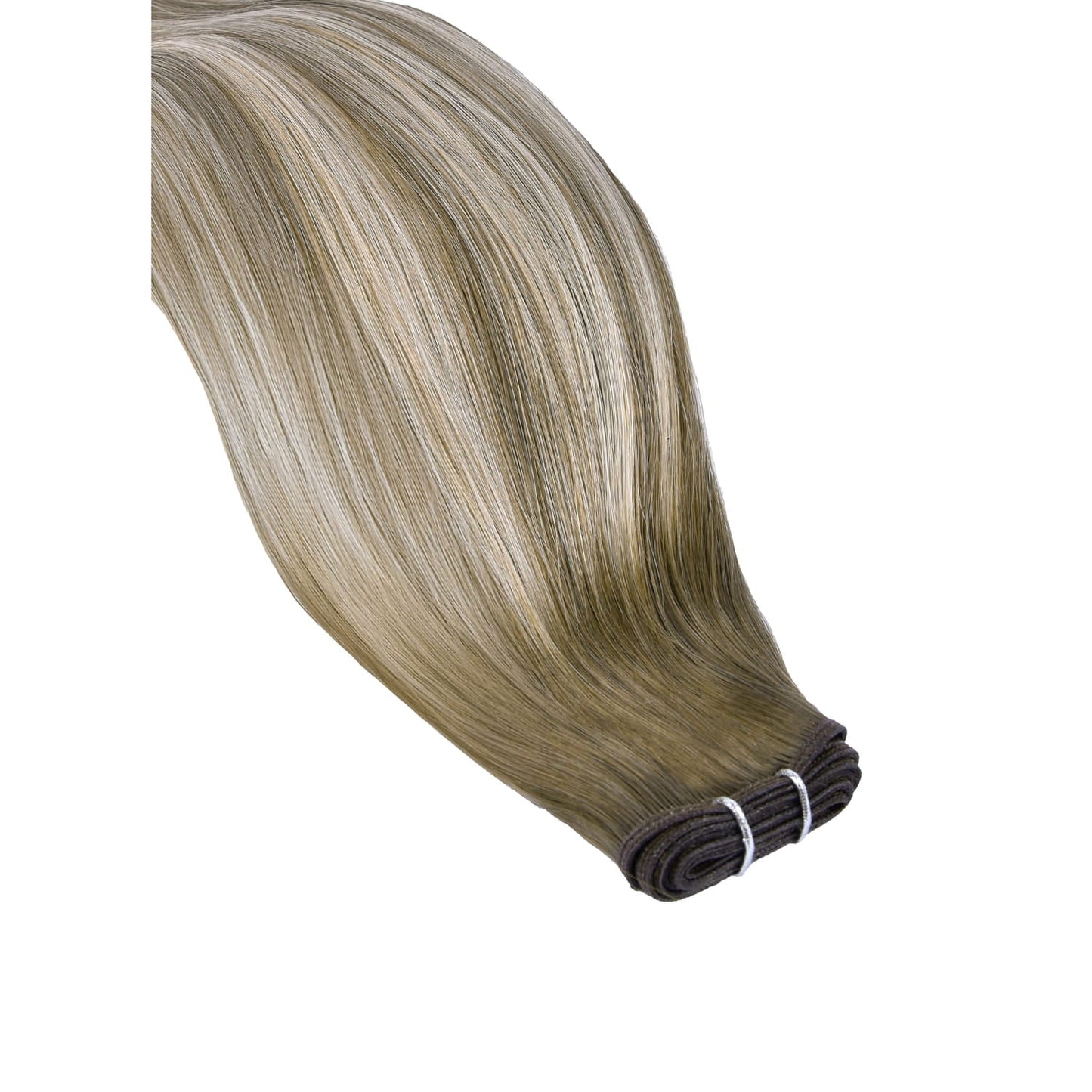 Ash Bronde Balayage Remy Royale Flat Weft Hair Extensions: extension close up