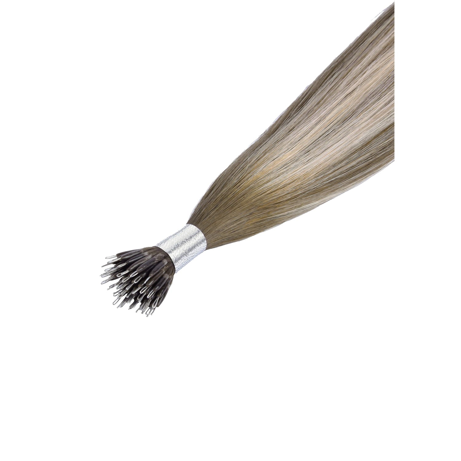 Ash Bronde Balayage Remy Royale Nano Ring Hair Extensions: hair extension attachment method
