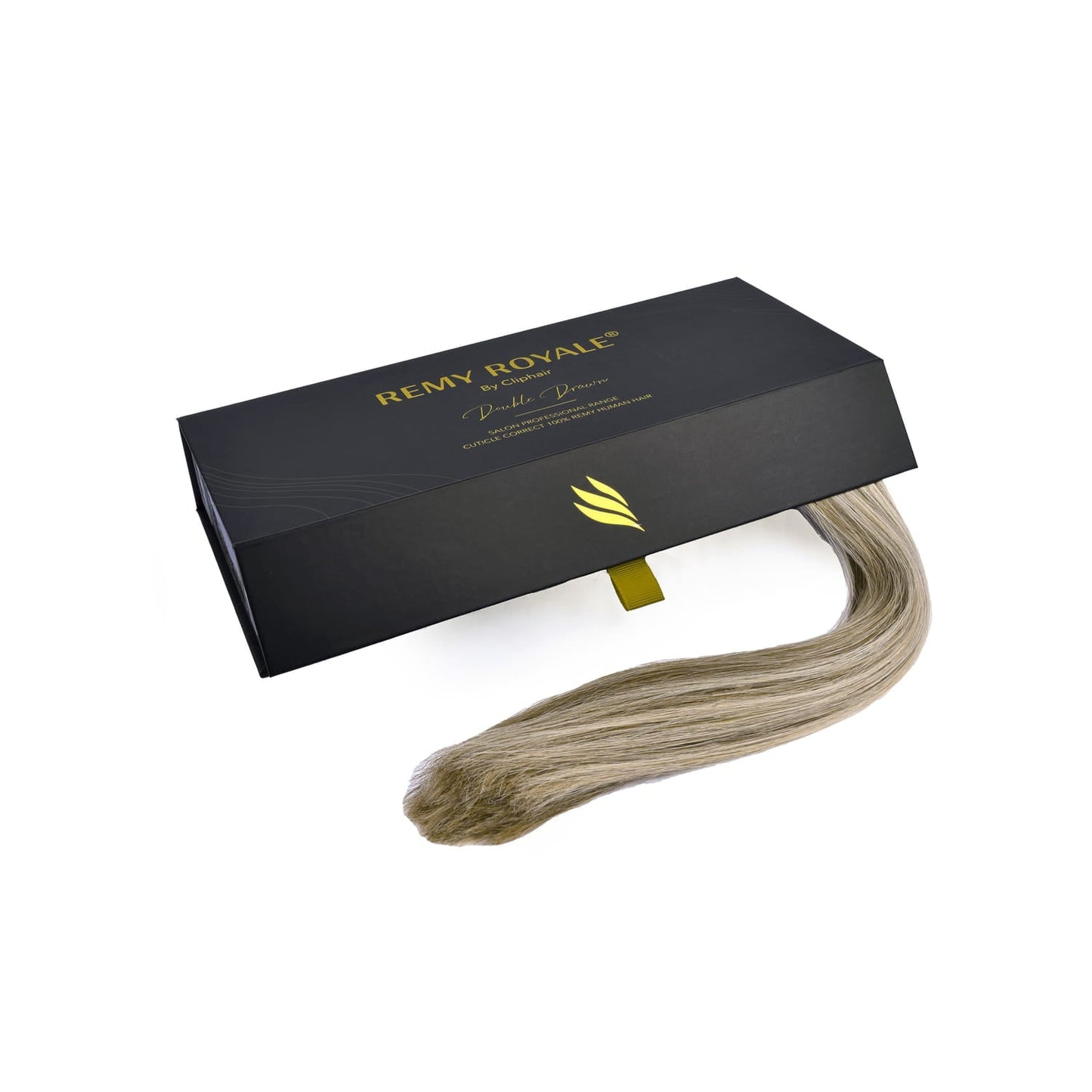 Ash Bronde Balayage Remy Royale Nano Ring Hair Extensions: hair extension and package box