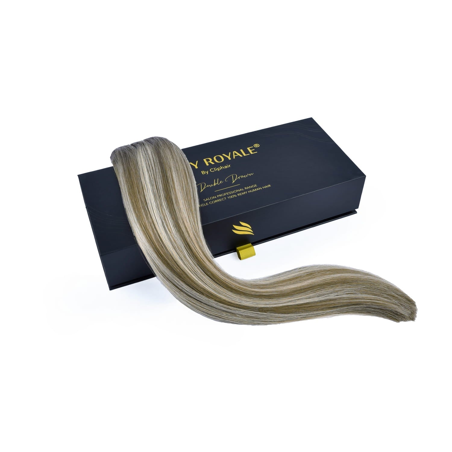 Ash Bronde Balayage Remy Royale Weave Weft Hair Extensions: hair extension and packging box