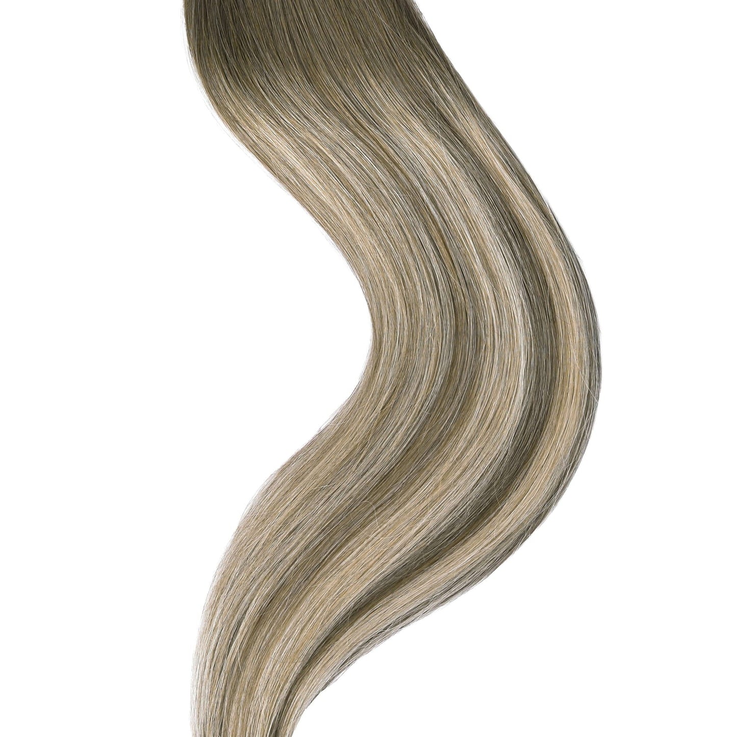 Ash Bronde Balayage Tape In Hair Extensions: extension close up