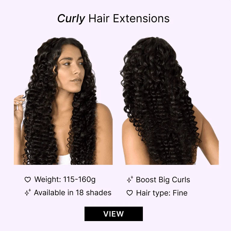 curly full head hair extension model image