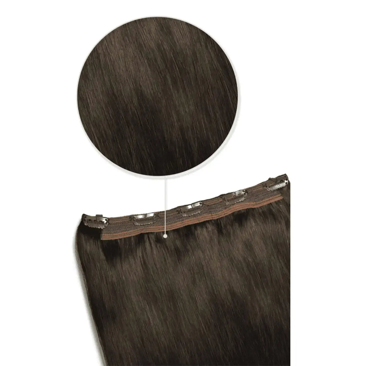 Dark Brown (#3) Quad Weft Clip In One Piece Hair Extensions