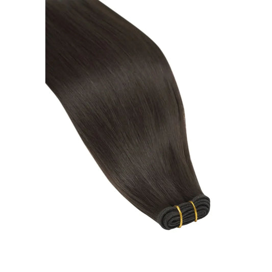 Darkest Brown (#2) Remy Royale Flat Weft Hair Extensions
