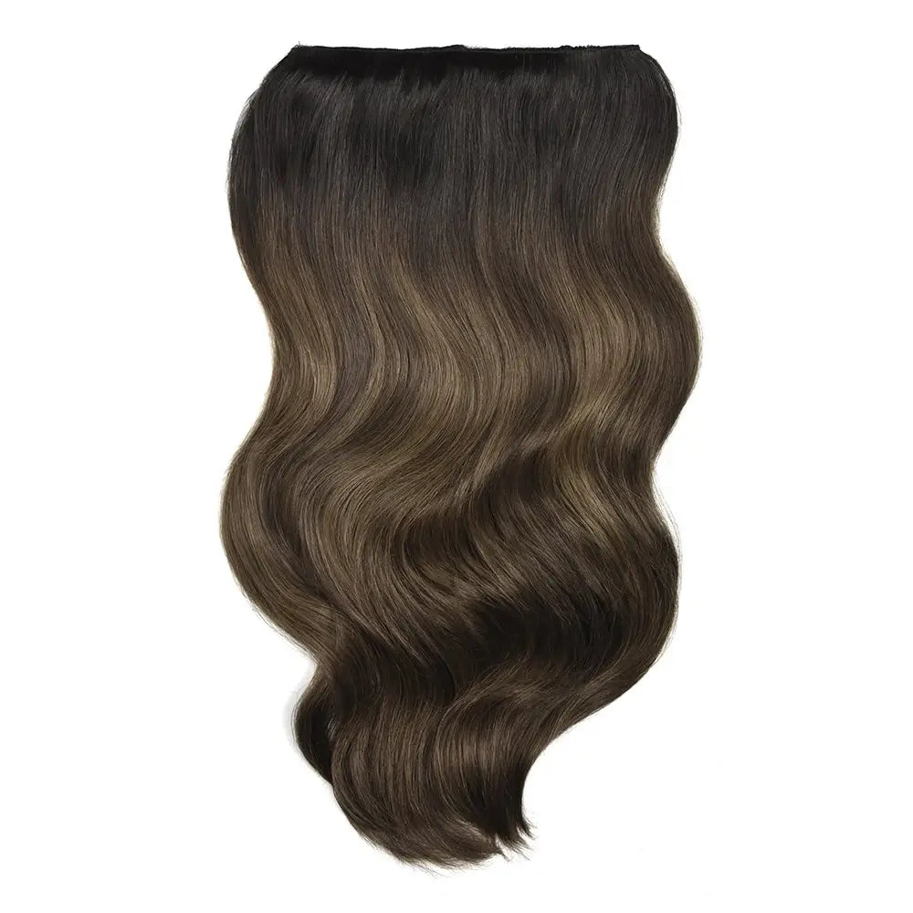 Double Wefted Full Head Clip Hair Extensions - Espresso Melt Balayage
