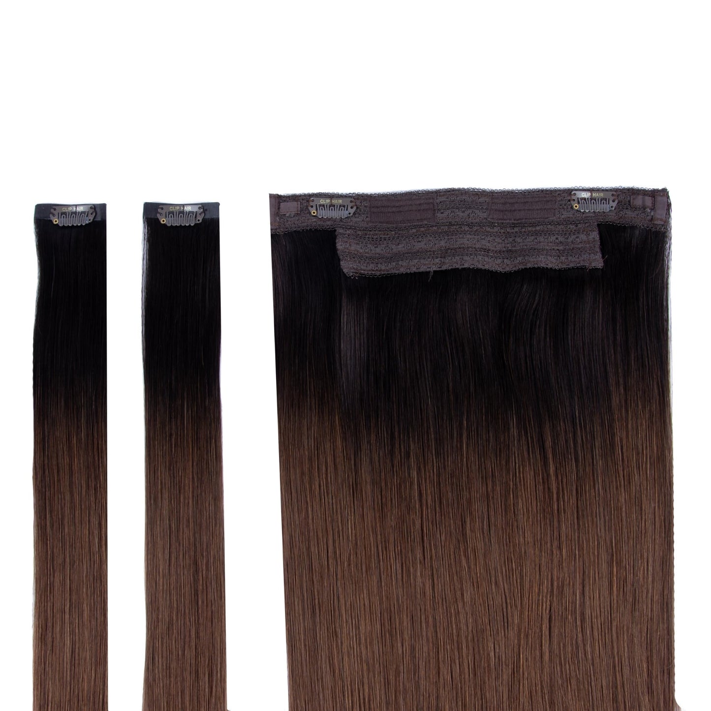 Espresso Melt Balayage Halo Hair Extensions Full Content