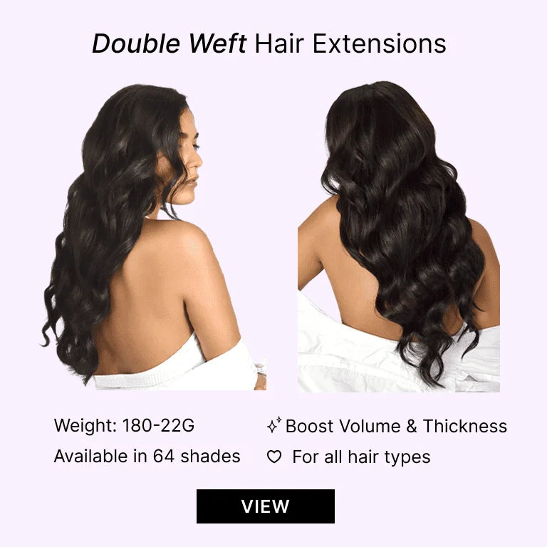 double weft full head hair extension model image