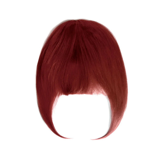 Clip in /on Human Hair Fringe / Bangs - Deep Red