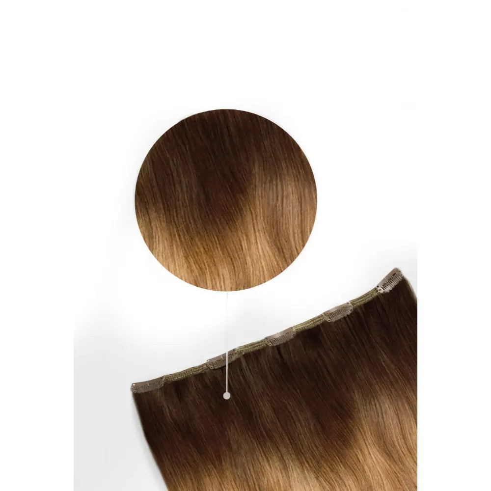 One Piece Top-up Remy Clip in Human Hair Extensions - Espresso Honey Ombre (#T2/27)