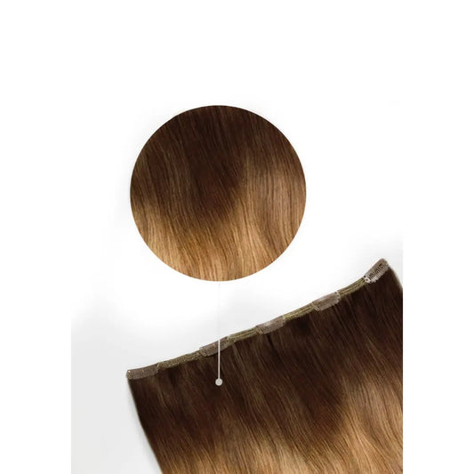One Piece Top-up Remy Clip in Human Hair Extensions - Espresso Honey Ombre (#T2/27)