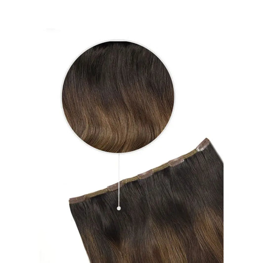 Extensions de cheveux humains à clips Remy One Piece Top-up - Balayage Espresso Melt