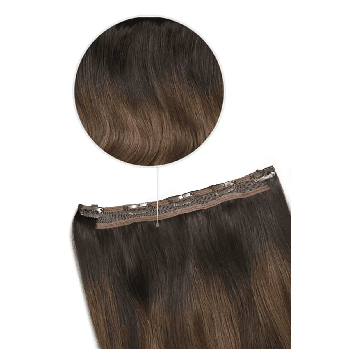Espresso Melt Balayage Quad Weft Clip In One Piece Hair Extensions