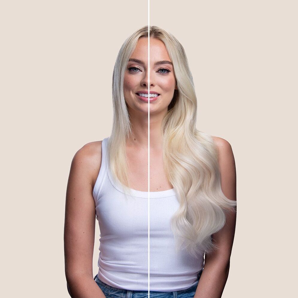 Halo hair extension before and after