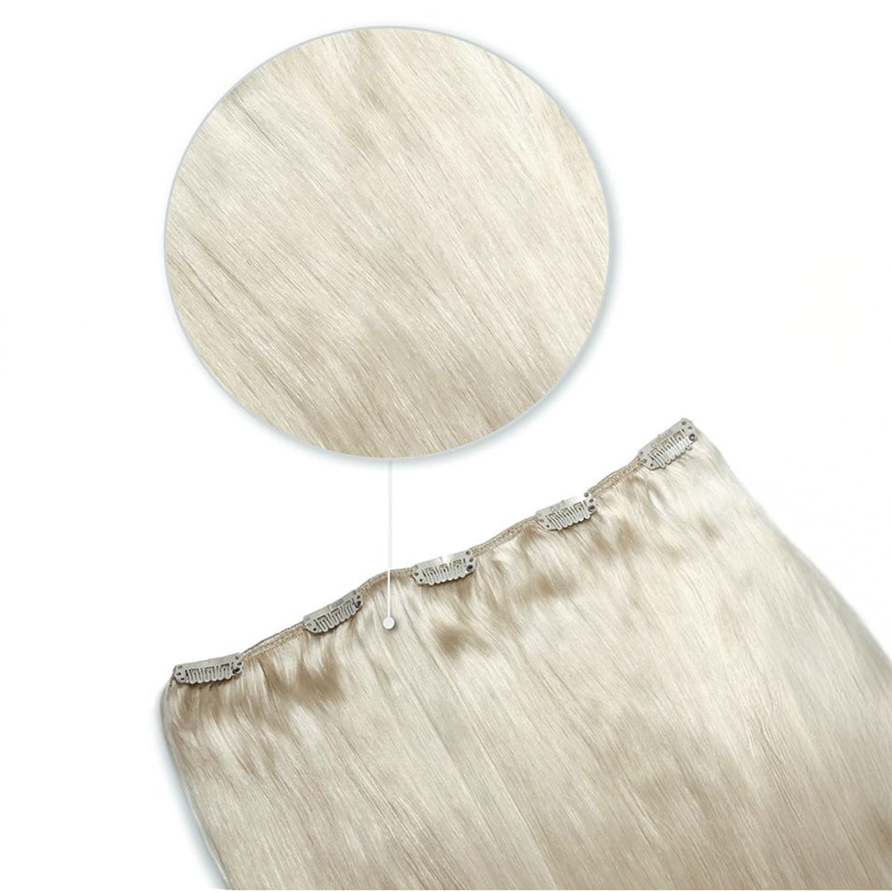 One Piece Top-up Remy Clip in Human Hair Extensions - Ice Blonde