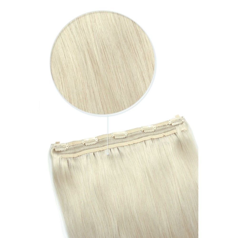 Quad Wefted Remy Clip in One Piece Human Hair Extensions- Ice Blonde