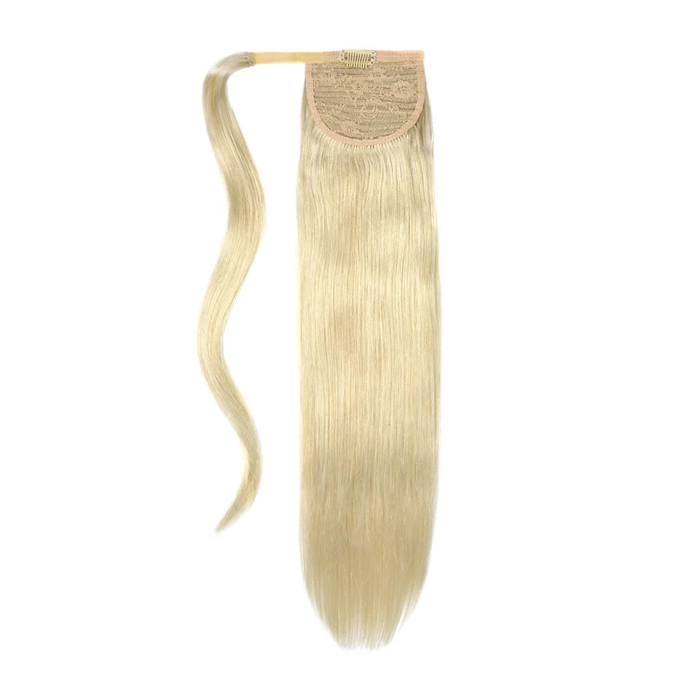 Ice Blonde Straight Up Wrap Around Ponytail
