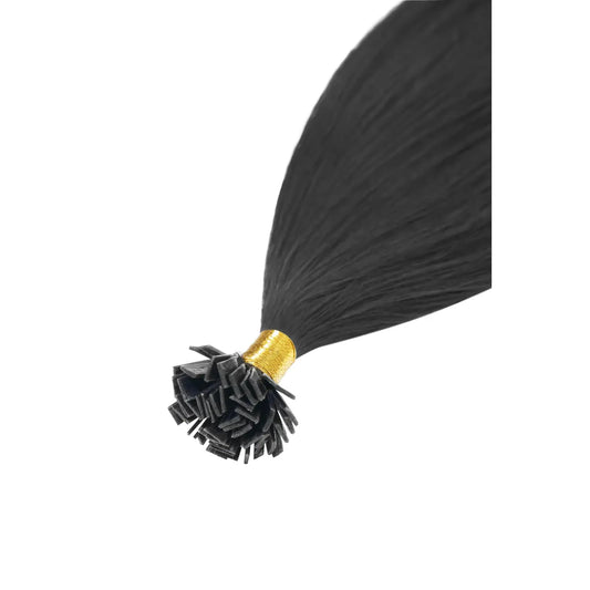 Extensions de cheveux à pointe plate Remy Royale noir de jais (#1)