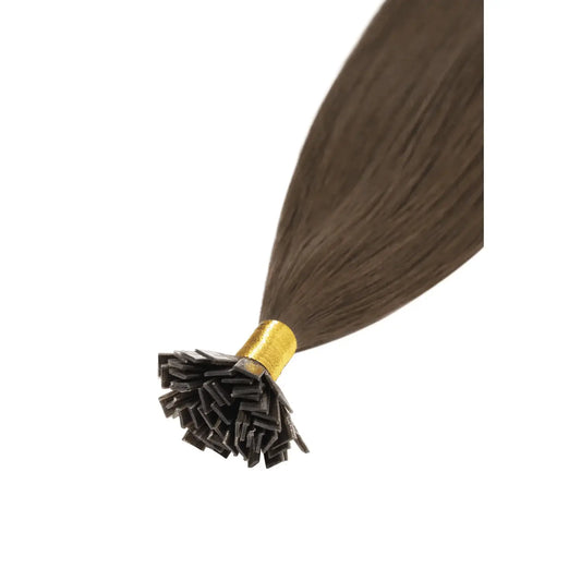 Extensions de cheveux à pointe plate Remy Royale brun moyen (#4)