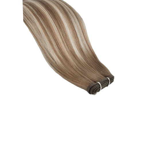 Natural Mocha Melt Remy Royale Flat Weft Hair Extensions: extension close up