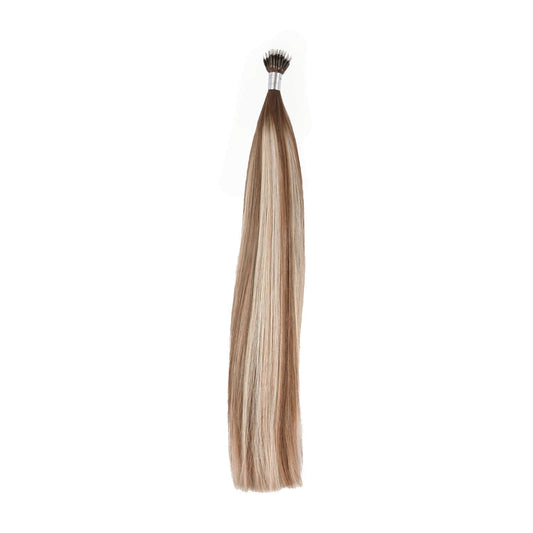Natural Mocha Melt Nano Ring Hair Extensions: full extension
