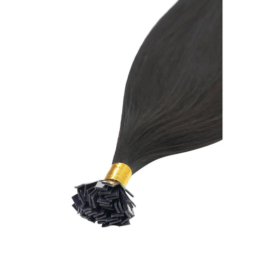 Off/Natural Black (#1B) Remy Royale Flat Tip Hair Extensions