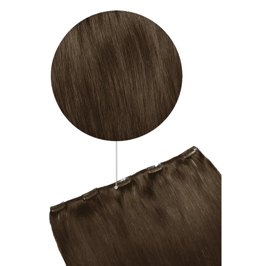 One Piece Top-up Remy Clip in Human Hair Extensions - Medium Brown (#4)