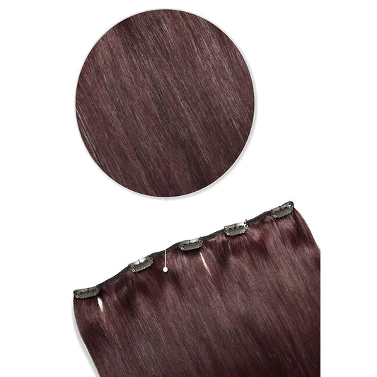 One Piece Top-up Remy Clip in Human Hair Extensions - Mahogany Red (#99J)