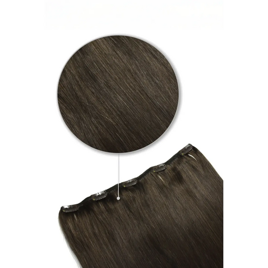 One Piece Top-up Remy Clip in Human Hair Extensions - Dark Brown (#3)