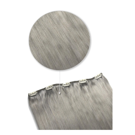 One Piece Top-up Remy Clip in Human Hair Extensions - Silver/Grey (#SG)
