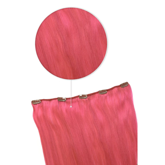 One Piece Top-up Remy Clip in Human Hair Extensions - Pink