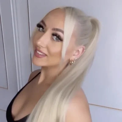 Ice Blonde Straight Up Wrap Around Ponytail Influencer Video