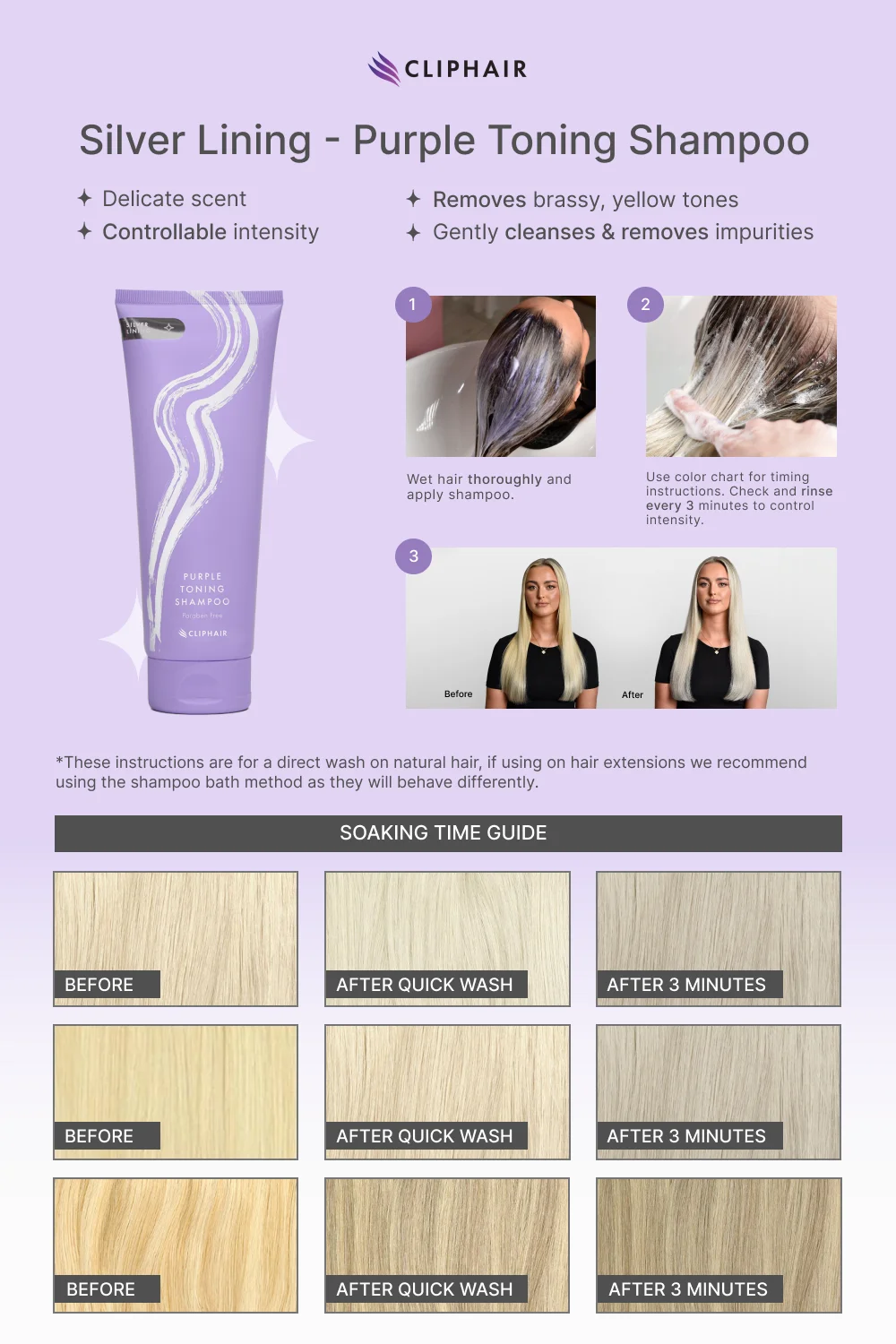 purple shampoo toning hair brassiness treatment step-by-step visual guide