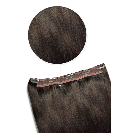 Clip de trame quadruple brun plus foncé (# 2) en une seule pièce Extensions de cheveux