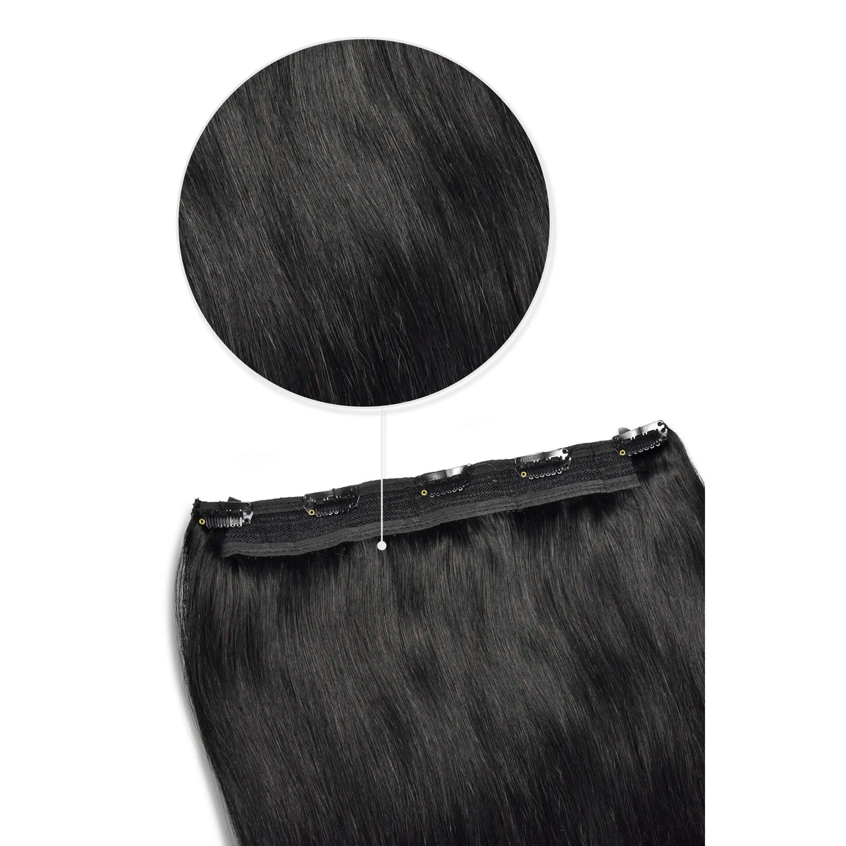 Jet Black (#1) Quad Weft Clip In One Piece Hair Extensions