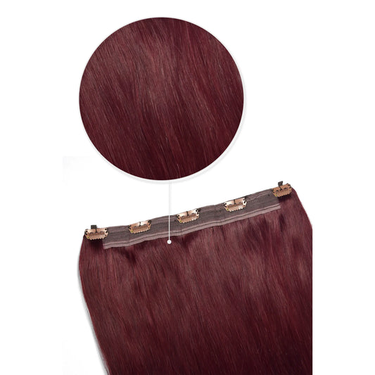 Extensions de cheveux humains à clips Remy à trame quadruple - Rouge acajou # (99J)