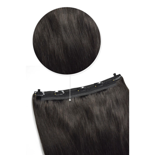 Off/Natural Black (#1B) Quad Weft Clip In One Piece Hair Extensions