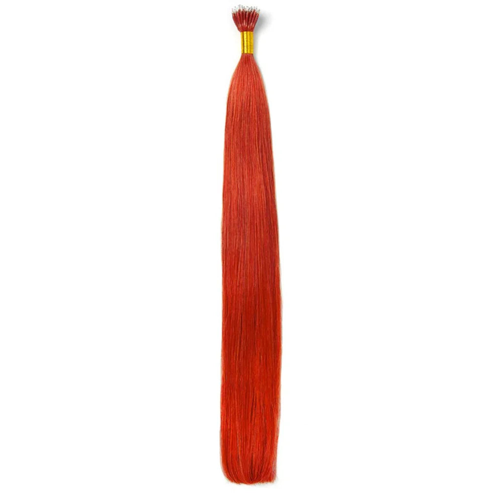 Bright Red Nano Ring Hair Extensions