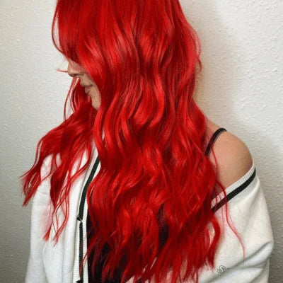 bright red tape in hair extensions