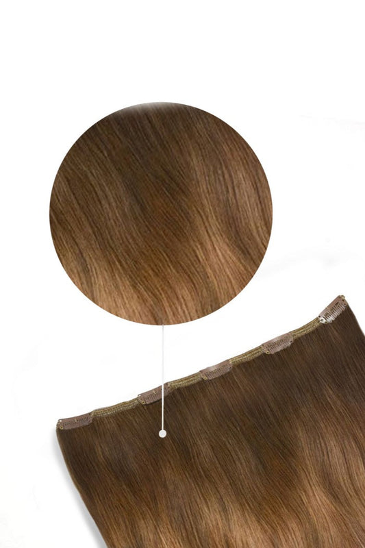 One Piece Top-up Remy Clip in Human Hair Extensions - Soft Bronze Balayage