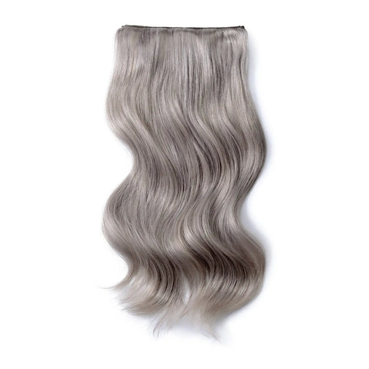 Double Wefted Full Head Remy Clip in Human Hair Extensions - Silver / Grey (#SG)