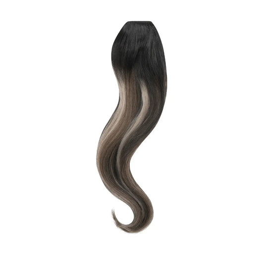 One Piece Top-up Remy Clip in Human Hair Extensions - Silver Shadow Balayage
