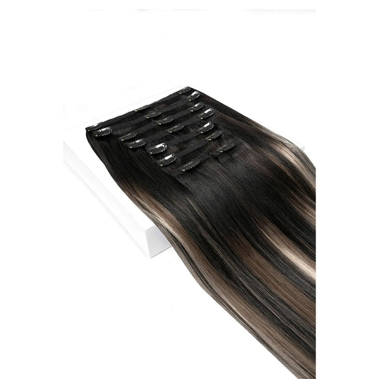 Silver Shadow Balayage Ultra-Volume Clip-in-Ganzkopf-Set (240–300 g)
