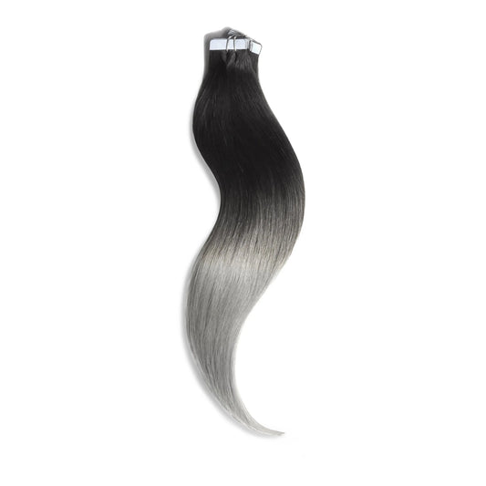 Ταινία σε Remy Human Hair Extensions Silver Black Ombre (#T1B/SG)