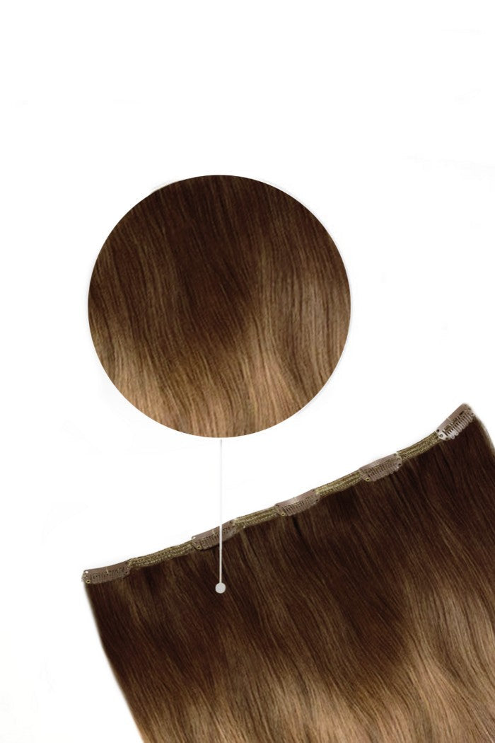 One Piece Top-up Remy Clip in Human Hair Extensions - Toffee Honey Ombre (#T6/27)