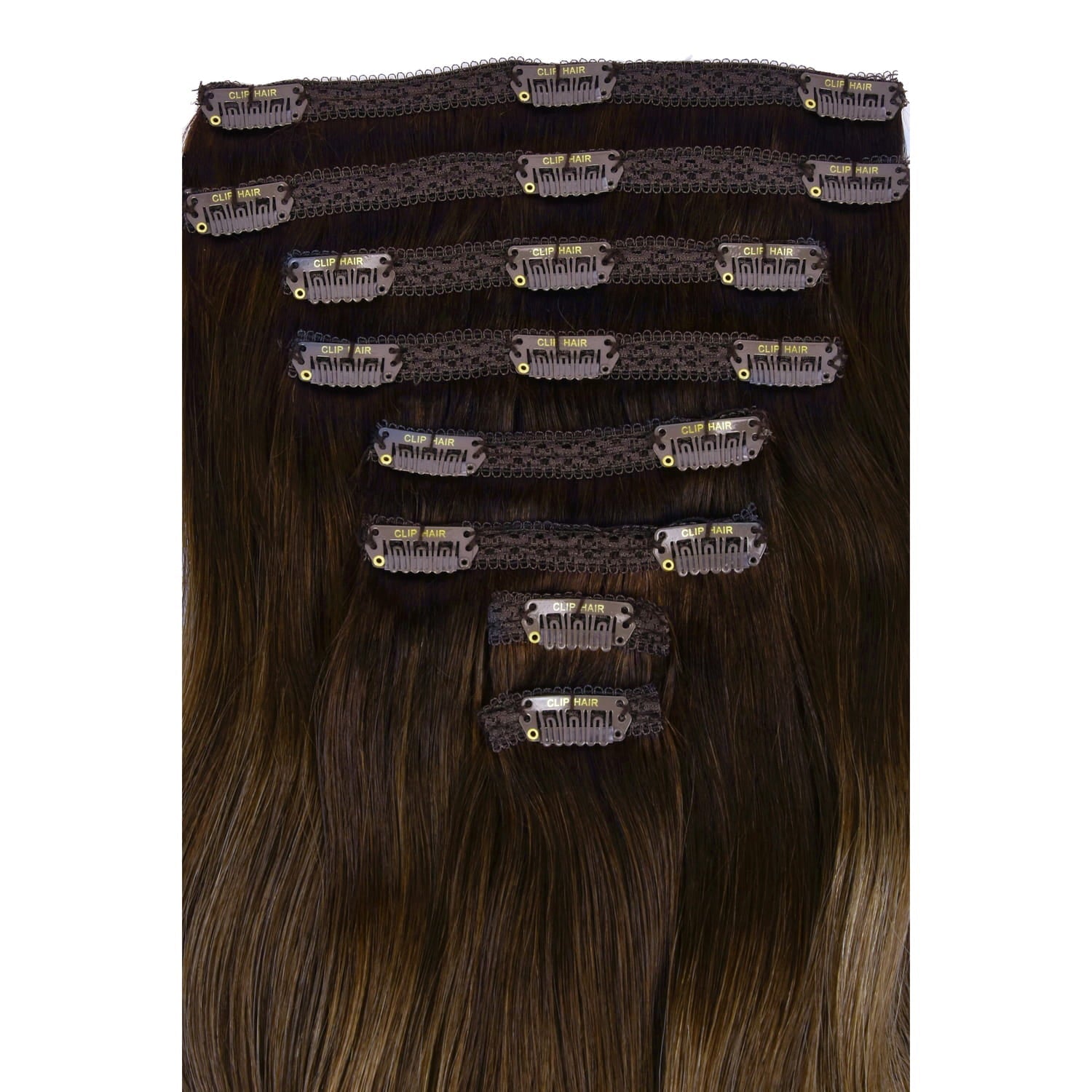 Toasted Chestnut Melt Balayage Double Weft Full Head Hair Extension: extension attachment method