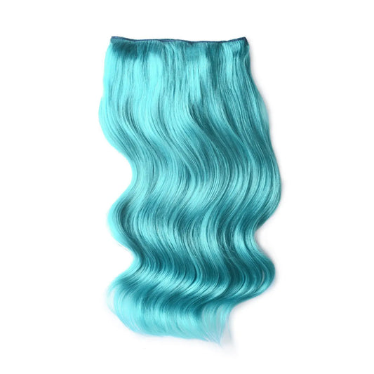 Double Wefted Full Head Remy Clip in Human Hair Extensions - Turquoise
