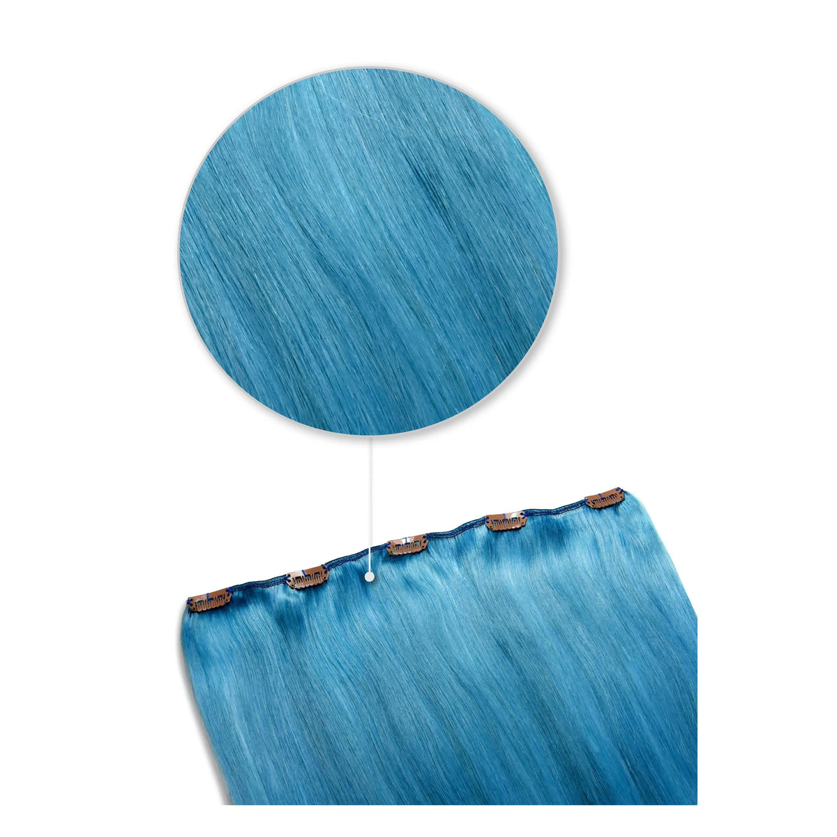 One Piece Top-up Remy Clip in Human Hair Extensions - Turquoise