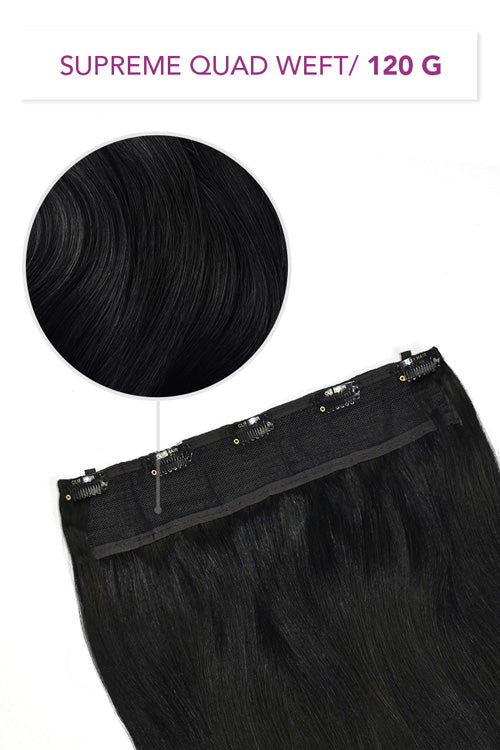 Jet Black (#1) Supreme Quad Weft One Piece Clip In Hair Extensions