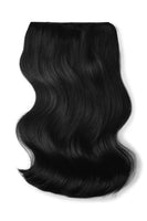 Double Wefted Full Head Remy Clip in Human Hair Extensions - Jet Black (#1)