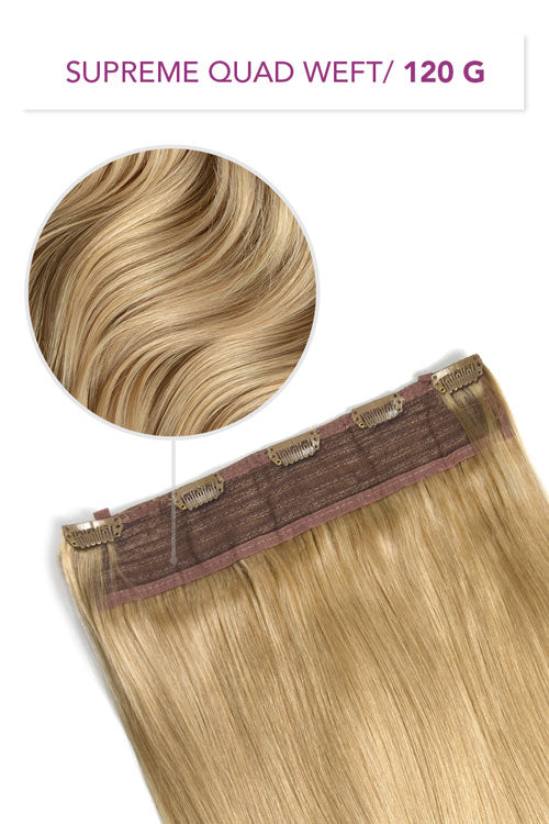 Light Golden Blonde (#16) Supreme Quad Weft One Piece Clip In Hair Extensions